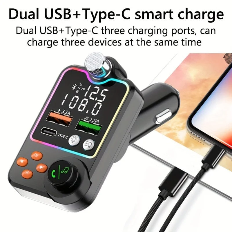JaJaBor FM Transmitter Modulator Audio Musik Receiver Auto MP3 Player Typ C Dual USB Auto Ladegerät Wireless 5.0 Freisprecheinrichtung Car Kit