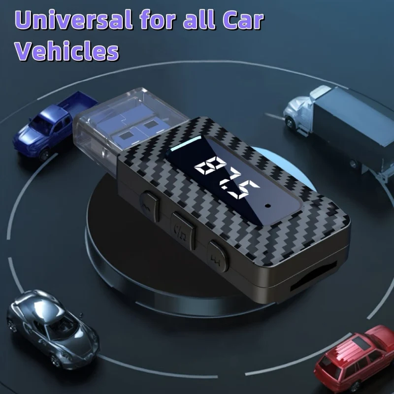 3-in-1-USB-Auto-Wireless-5.3-AUX-Autoadapter, FM-Transmitter mit TF-Kartensteckplatz, für Auto, Home-Audio