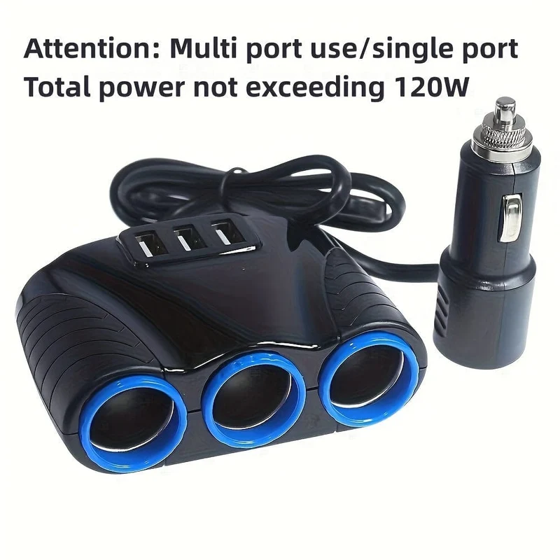 Autosteckdosen Auto-Zigarettenanzünder-Adapter 12V/24V 120W Splitter Feuerzeug 5V 3.1A Ausgangsleistung 3 USB-Autoladegerät-Anschlüsse