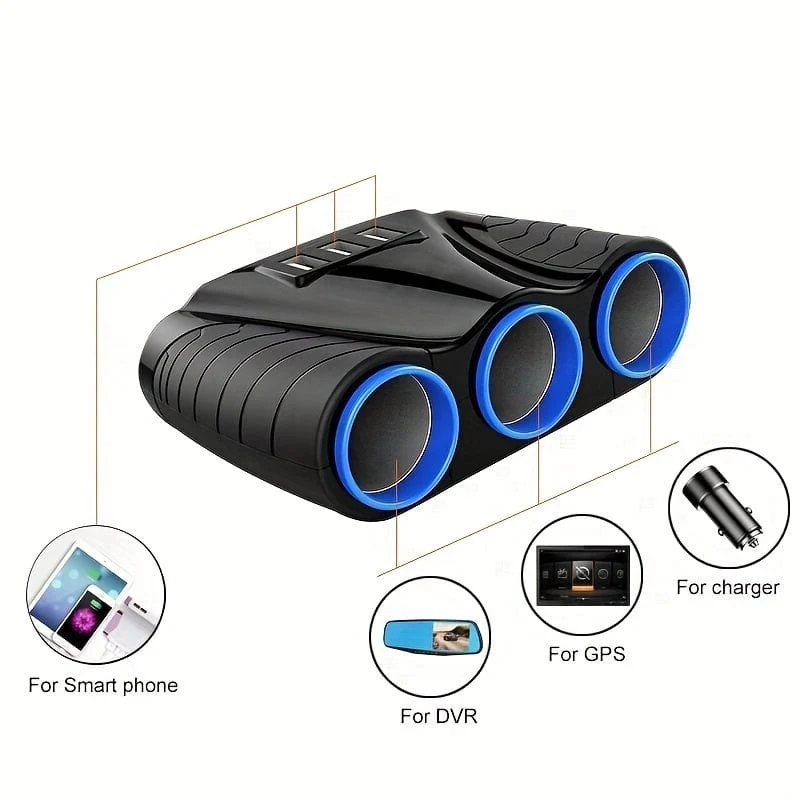 Autosteckdosen Auto-Zigarettenanzünder-Adapter 12V/24V 120W Splitter Feuerzeug 5V 3.1A Ausgangsleistung 3 USB-Autoladegerät-Anschlüsse