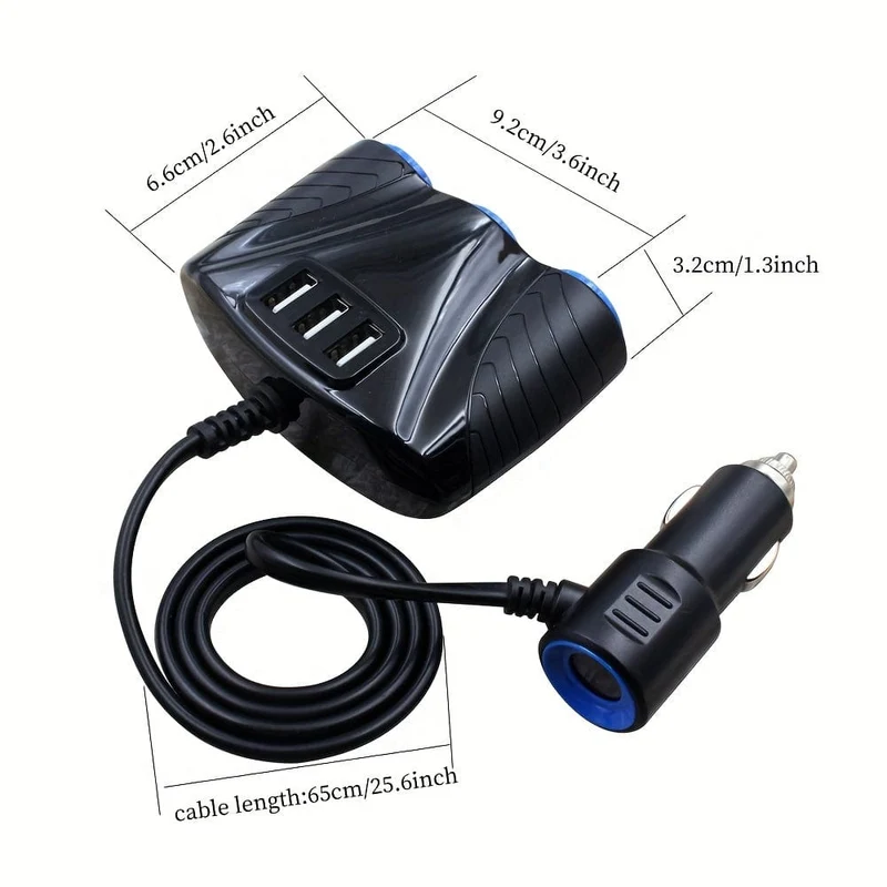 Autosteckdosen Auto-Zigarettenanzünder-Adapter 12V/24V 120W Splitter Feuerzeug 5V 3.1A Ausgangsleistung 3 USB-Autoladegerät-Anschlüsse