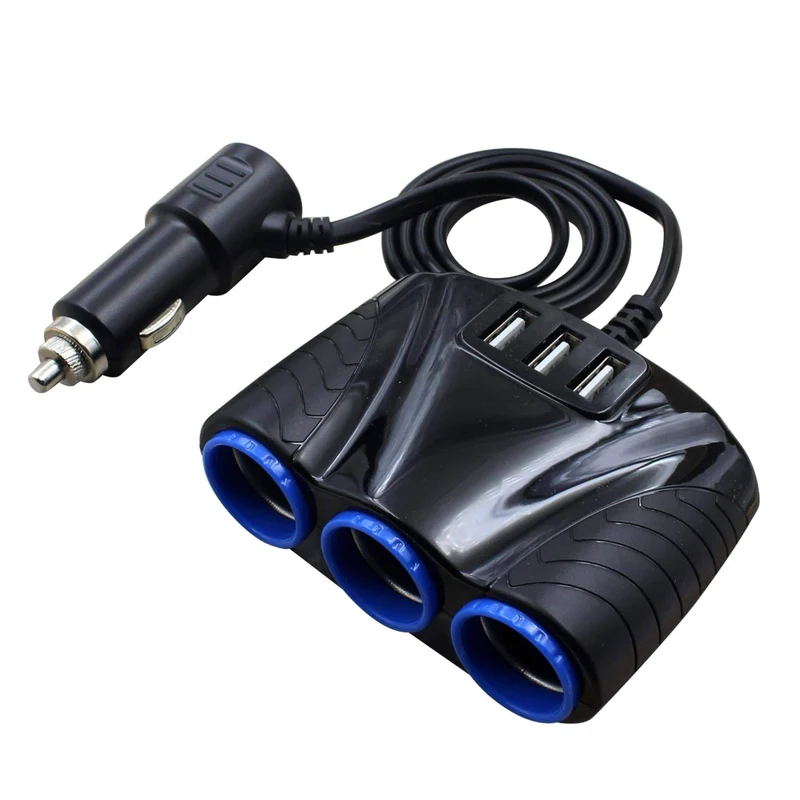 Autosteckdosen Auto-Zigarettenanzünder-Adapter 12V/24V 120W Splitter Feuerzeug 5V 3.1A Ausgangsleistung 3 USB-Autoladegerät-Anschlüsse