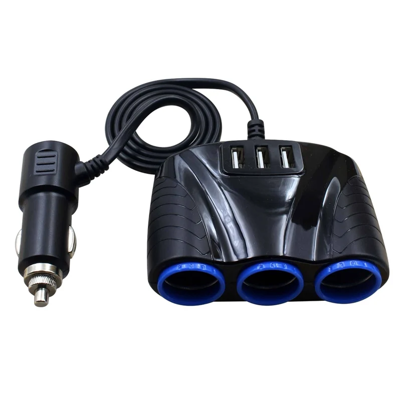 Autosteckdosen Auto-Zigarettenanzünder-Adapter 12V/24V 120W Splitter Feuerzeug 5V 3.1A Ausgangsleistung 3 USB-Autoladegerät-Anschlüsse