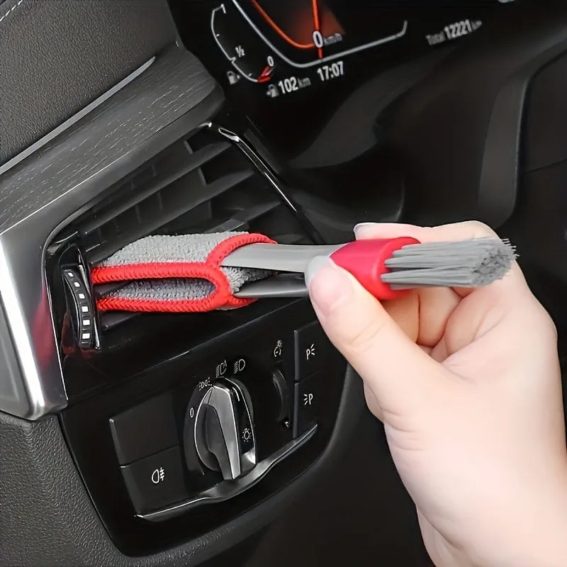 Auto-Klimaanlage und Armaturenbrett-Bürsten-Set – Doppelkopf-Reinigungszubehör mit weichen Borsten für Lüftungsschlitze und Lücken im Auto.