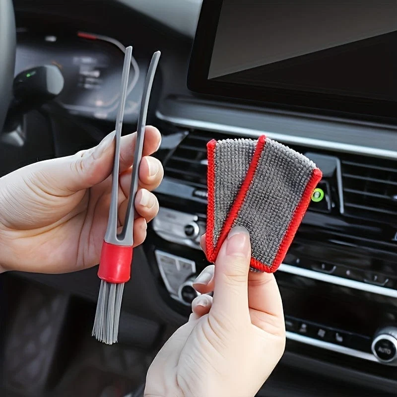 Auto-Klimaanlage und Armaturenbrett-Bürsten-Set – Doppelkopf-Reinigungszubehör mit weichen Borsten für Lüftungsschlitze und Lücken im Auto.