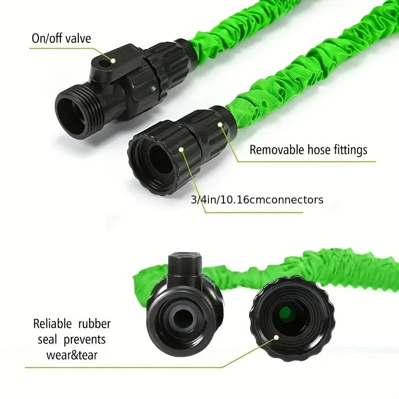 1 Stück 25FT-100FT Autowaschwasserpistole US-Standard verdicktes und verstärktes Bewässerungswerkzeug Erweiterbarer Hochdruck 7 Modi einstellbarer Wasserschlauch