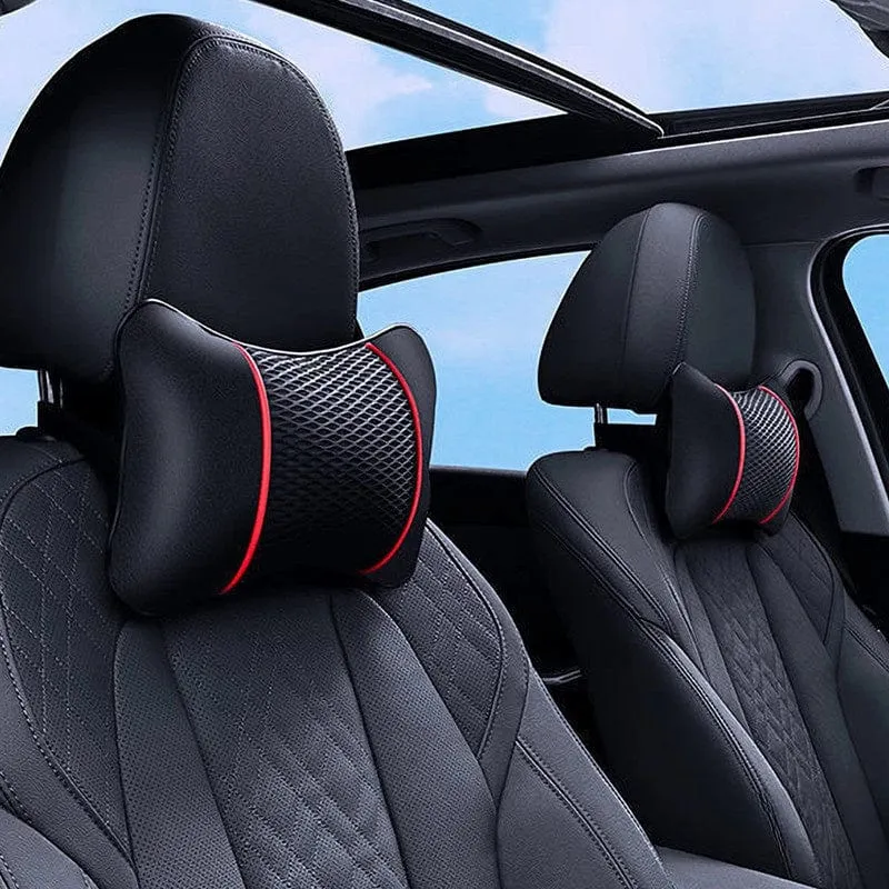 Universelles Auto-Kopfstützen-PU-Leder-Mesh-atmungsaktives Nackenkissen, weiches, bequemes Sitzlehnenkissen, Autozubehör-Dekorationen
