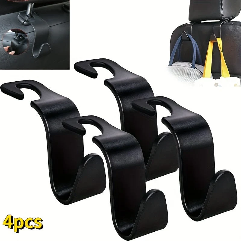 4 Stück Universal-Haken für die Kopfstütze des Autositzes zur Aufbewahrung, Universal-Handtasche, Geldbörse, Kleiderständer