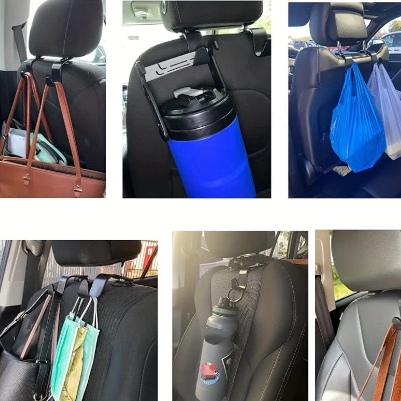 4 Stück Universal-Haken für die Kopfstütze des Autositzes zur Aufbewahrung, Universal-Handtasche, Geldbörse, Kleiderständer