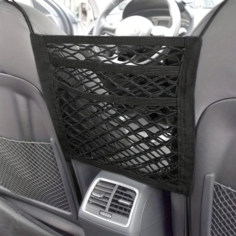 Universelle Auto-Netztasche zwischen den Sitzen, 3-lagiger Auto-Netz-Organizer, elastische Aufräumnetztasche für die Autositzlehne, Auto-Netzbarriere für Hunde auf dem Rücksitz