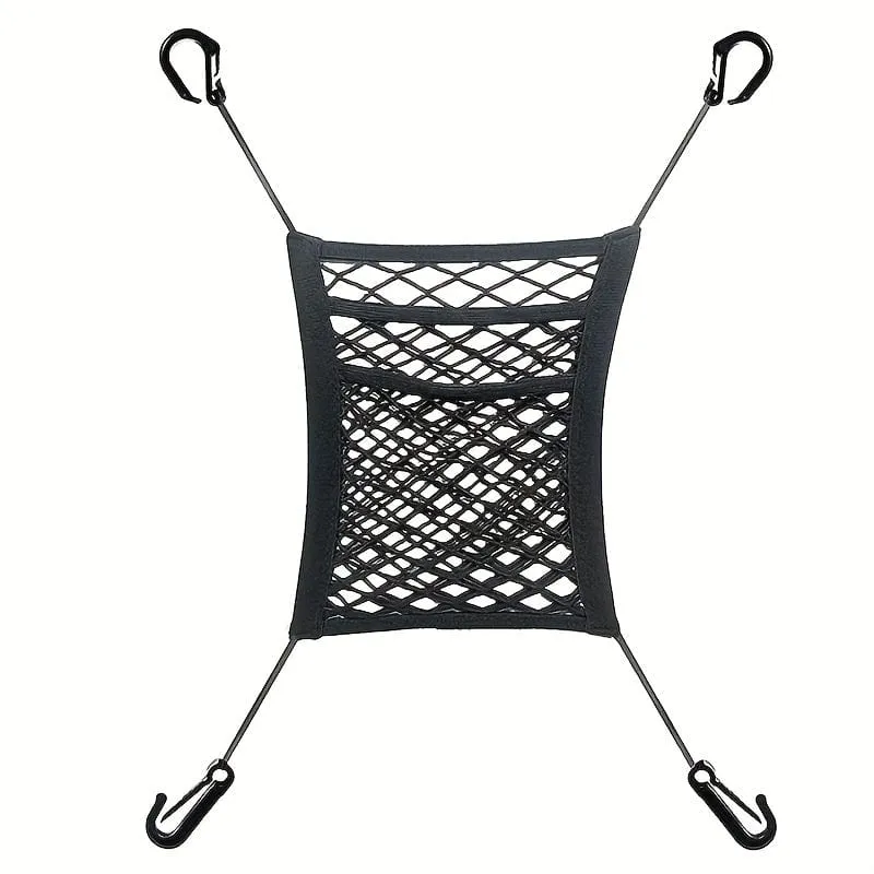 Universelle Auto-Netztasche zwischen den Sitzen, 3-lagiger Auto-Netz-Organizer, elastische Aufräumnetztasche für die Autositzlehne, Auto-Netzbarriere für Hunde auf dem Rücksitz