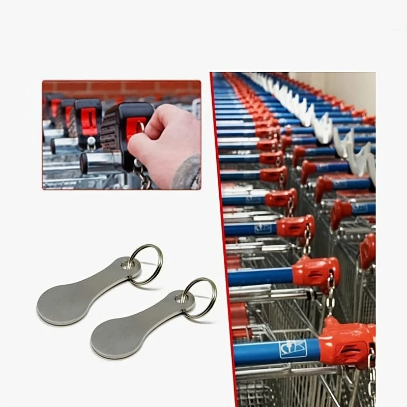 Mini-Schlüsselring aus Edelstahl, Einkaufswagenchips, kleiner Aldi-Viertelhalter, Schlüsselanhänger für den Einkaufswagen