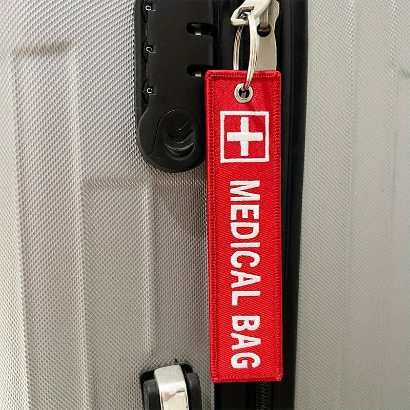 Kreuz-Logo, medizinische Tasche, beidseitig bestickt, roter Anhänger, Schlüsselanhänger, Motorrad-Schlüsselzubehör