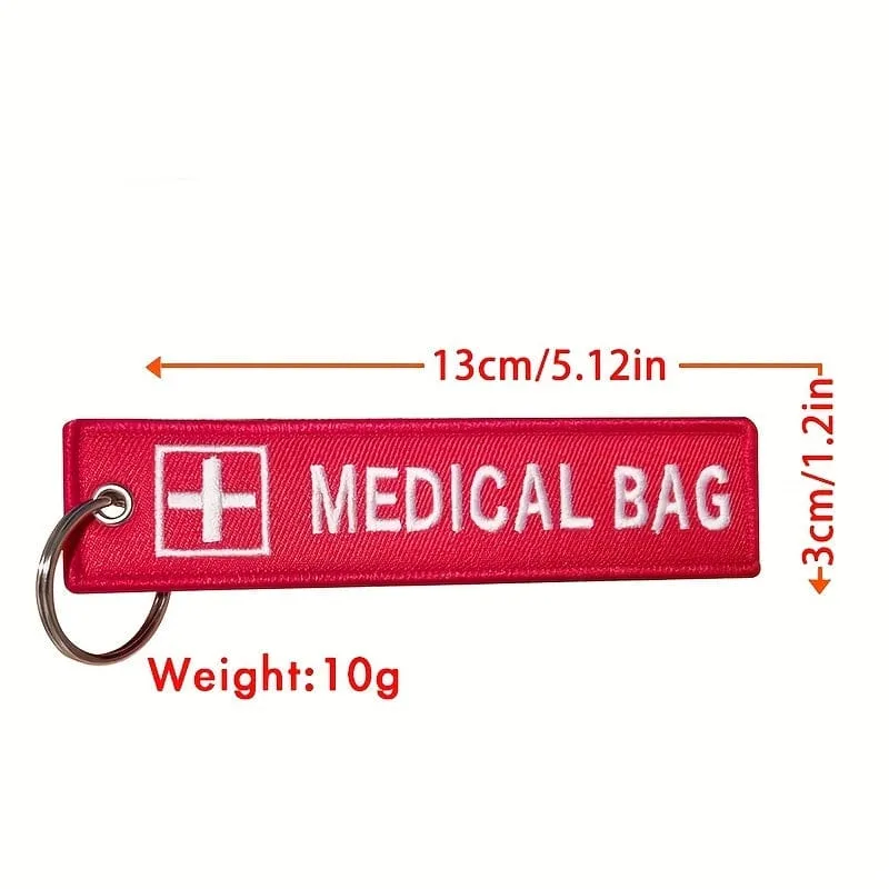 Kreuz-Logo, medizinische Tasche, beidseitig bestickt, roter Anhänger, Schlüsselanhänger, Motorrad-Schlüsselzubehör