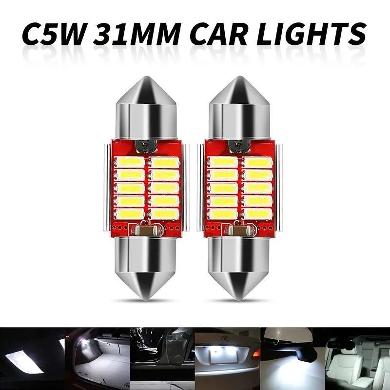 2 superhelle Soffitten-LED-Lampen ohne Fehler, 1.25 "31 mm, Auto-Innenraumkarte, Lichtkuppel, Nummernschild-Türkontrollleuchte, Xenon-Weiß, 12 V