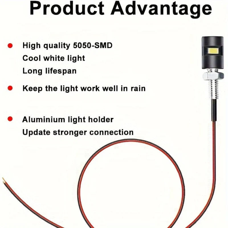 2 Stück Kennzeichenleuchte, Kennzeichenleuchte, Schraubenbolzen, Lampe, superhell, 12 V, weiße LED-Lampe, wasserdicht, schwarzes Aluminium, für Auto, Motorrad, LKW, Wohnmobil, ATV, Fahrrad