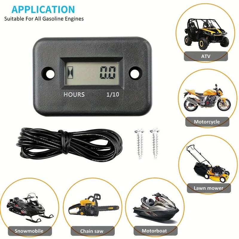 Digital LCD Stundenzähler Motor Wasserdichte Anzeige für Fahrrad Motorrad ATV Schneemobil Marine Boot Ski Dirt Gas Motor