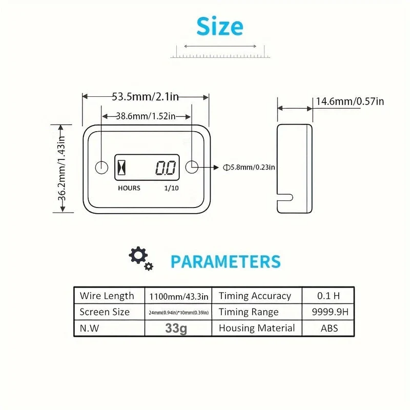 Digital LCD Stundenzähler Motor Wasserdichte Anzeige für Fahrrad Motorrad ATV Schneemobil Marine Boot Ski Dirt Gas Motor