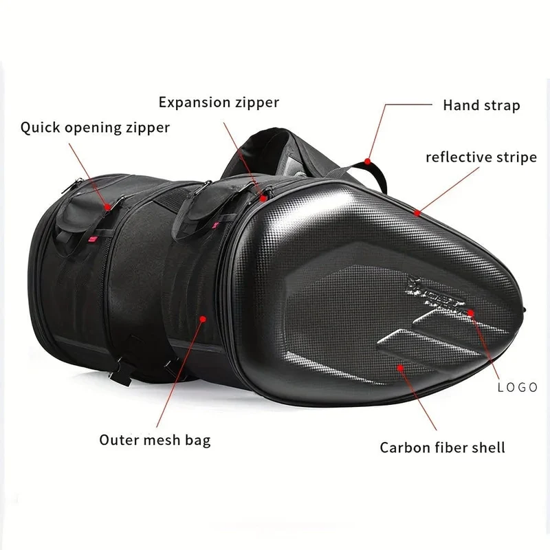 Motorrad-Satteltaschen, 40 l, großes Fassungsvermögen, abnehmbare Seitensatteltaschen, Motorrad-Packtaschen, Taschen mit Schutzhülle, universelle Motorrad-Gepäcktasche