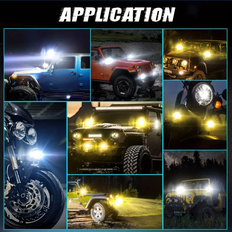 Auto-Arbeitsscheinwerfer, Motorrad-LED-Zweifarb-Mini-Objektiv-Scheinwerfer, Fahrlicht, Nebelscheinwerfer, Motorrad-Scheinwerfer, SUV, UTV-Scheinwerfer