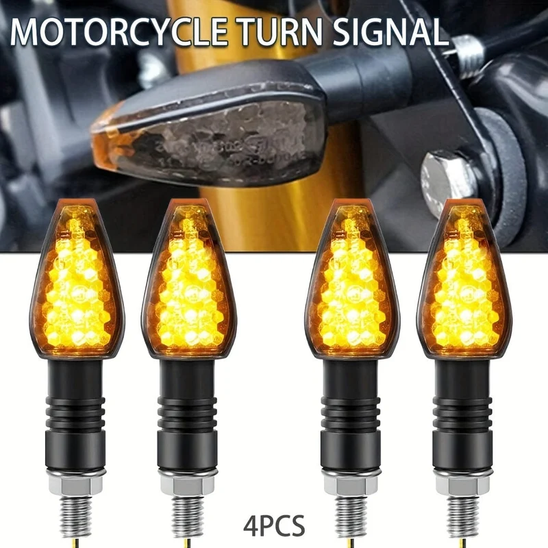 4-teiliges Motorrad-Blinker-Signallicht, modifiziertes Offroad-Motorrad-Blinker-LED-Blinkerlicht mit kleinem roten Hut