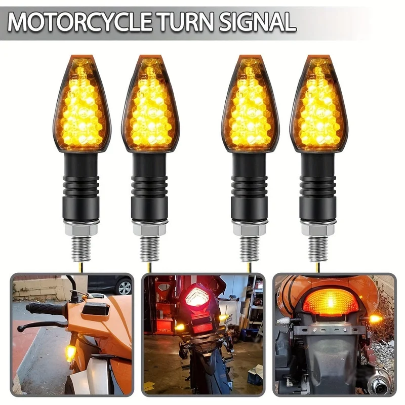 4-teiliges Motorrad-Blinker-Signallicht, modifiziertes Offroad-Motorrad-Blinker-LED-Blinkerlicht mit kleinem roten Hut
