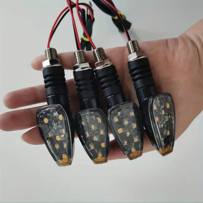 4-teiliges Motorrad-Blinker-Signallicht, modifiziertes Offroad-Motorrad-Blinker-LED-Blinkerlicht mit kleinem roten Hut