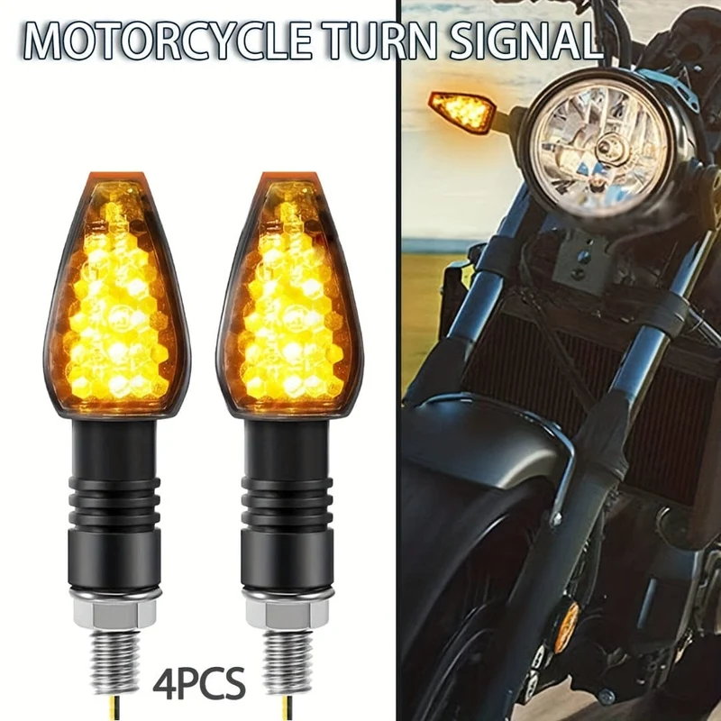 4-teiliges Motorrad-Blinker-Signallicht, modifiziertes Offroad-Motorrad-Blinker-LED-Blinkerlicht mit kleinem roten Hut