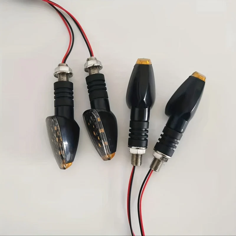 4-teiliges Motorrad-Blinker-Signallicht, modifiziertes Offroad-Motorrad-Blinker-LED-Blinkerlicht mit kleinem roten Hut