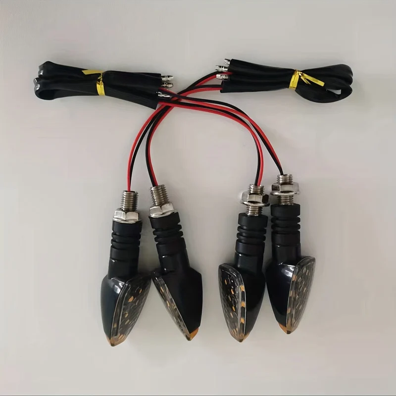 4-teiliges Motorrad-Blinker-Signallicht, modifiziertes Offroad-Motorrad-Blinker-LED-Blinkerlicht mit kleinem roten Hut
