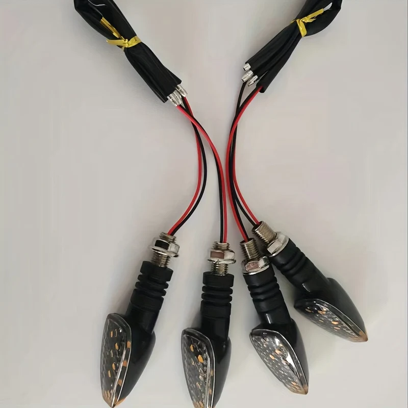 4-teiliges Motorrad-Blinker-Signallicht, modifiziertes Offroad-Motorrad-Blinker-LED-Blinkerlicht mit kleinem roten Hut