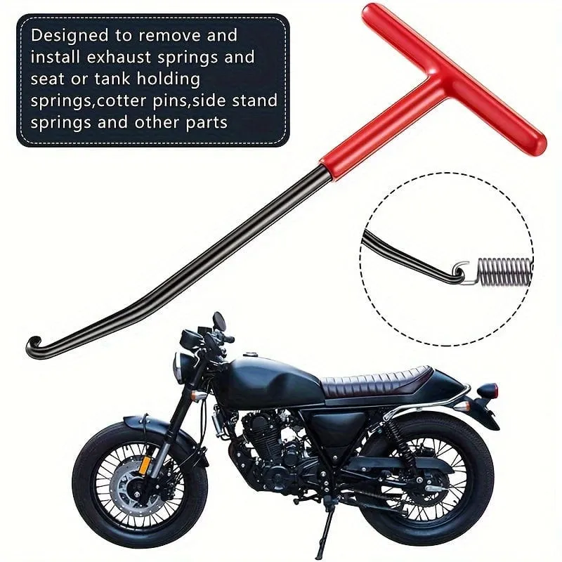 Motorrad-Auspuffrohr-Federhaken, T-förmiger Hand-Abzieher, Reparaturwerkzeug, Universal-Motorzubehör