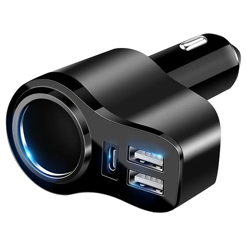 4-in-1-USB-C-Autoladegerät, 36-W-Multi-USB-Zigarettenanzünder-Adapter, Steckdosenverteiler mit 3 USB-Anschlüssen, 12 V/24 V Dual-USB-Typ-C-PD-Schnellladegerät-Adapter