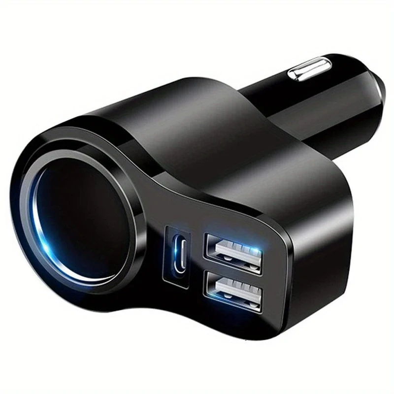 4-in-1-USB-C-Autoladegerät, 36-W-Multi-USB-Zigarettenanzünder-Adapter, Steckdosenverteiler mit 3 USB-Anschlüssen, 12 V/24 V Dual-USB-Typ-C-PD-Schnellladegerät-Adapter