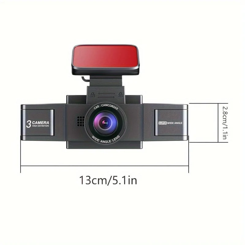 3-Kanal-Dashcam für Autokamera, Videorecorder, Dashcam-DVRs, Black Box, Dual-Objektiv-DVR mit Rückfahrkamera, 24-Stunden-Parkmonitor