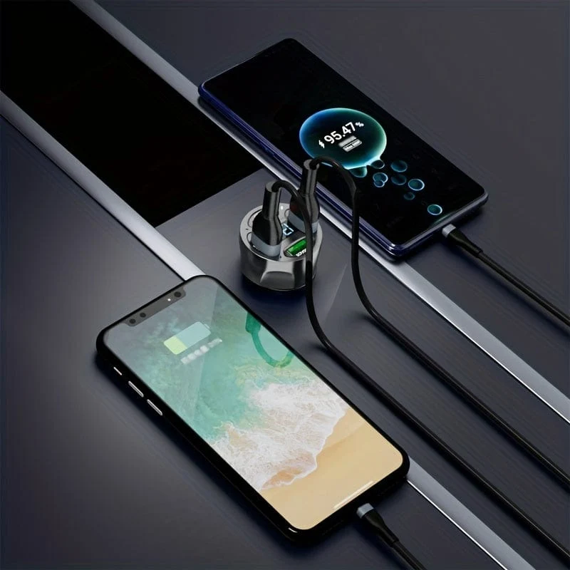 120 W Autoladegerät Schnellladung 4 USB-Digitalanzeige Auto-Schnellladegerät 4-in-1 PD-Handy-Ladekopf 7AQC3.0 Autotelefonadapter Autozubehör
