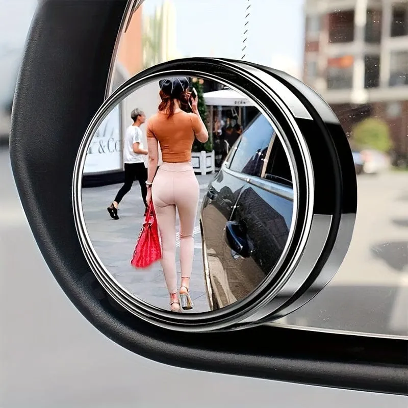 2 Stück kleine runde Spiegel hochauflösendes Glas am Auto montiert einstellbar 360-Grad-Drehung Rückansicht Auto Umkehren Hilfs toten Winkel Spiegel