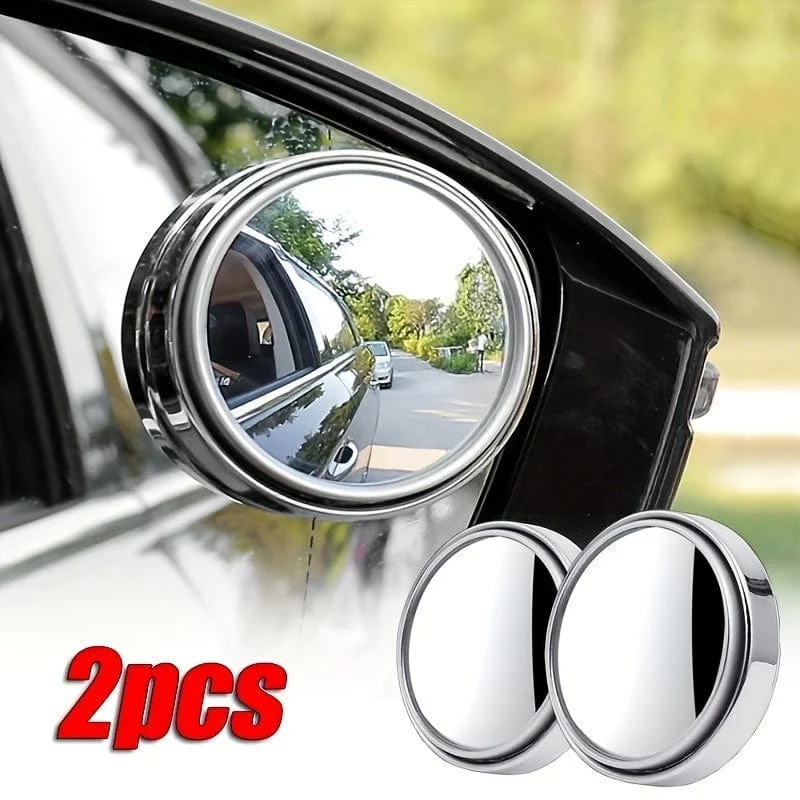 2 Stück kleine runde Spiegel hochauflösendes Glas am Auto montiert einstellbar 360-Grad-Drehung Rückansicht Auto Umkehren Hilfs toten Winkel Spiegel