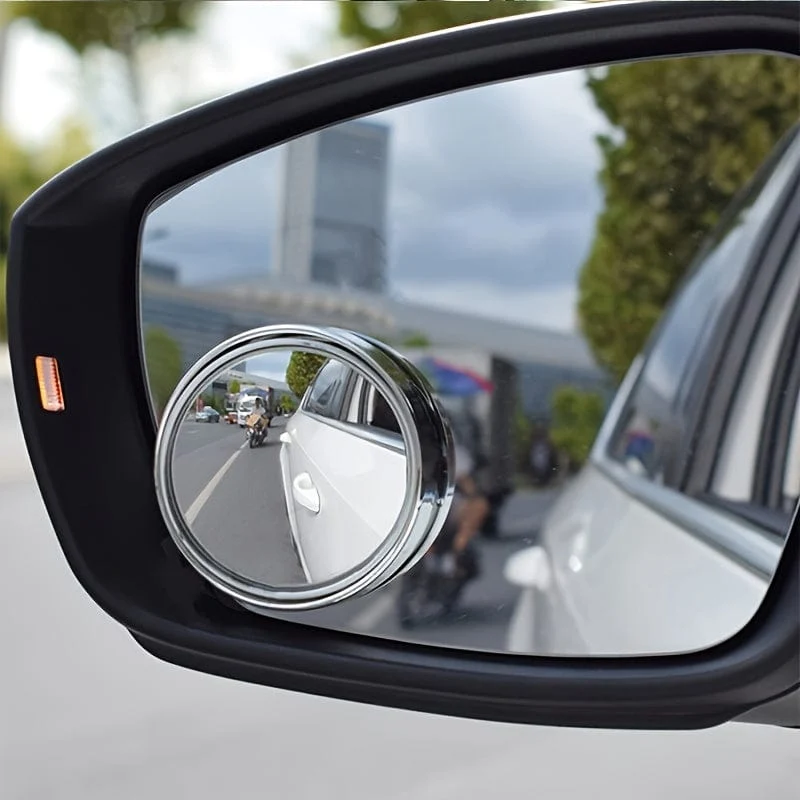 2 Stück kleine runde Spiegel hochauflösendes Glas am Auto montiert einstellbar 360-Grad-Drehung Rückansicht Auto Umkehren Hilfs toten Winkel Spiegel