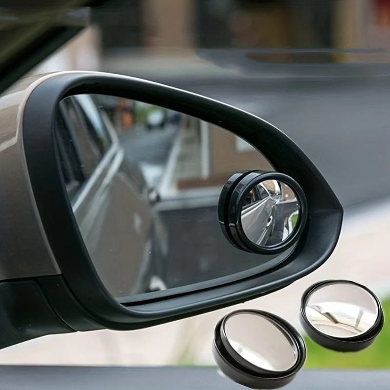 2 Stück kleine runde Spiegel hochauflösendes Glas am Auto montiert einstellbar 360-Grad-Drehung Rückansicht Auto Umkehren Hilfs toten Winkel Spiegel