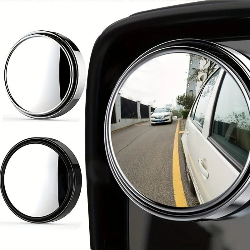 2 Stück kleine runde Spiegel hochauflösendes Glas am Auto montiert einstellbar 360-Grad-Drehung Rückansicht Auto Umkehren Hilfs toten Winkel Spiegel