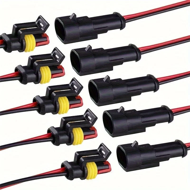 10 Stück/5 Paare 2-poliger elektrischer Steckverbinder, Stecker/Buchse, Schnelltrennstecker, wasserdichtes Autokabel 18 AWG für Auto, LKW, Motorrad, Boot