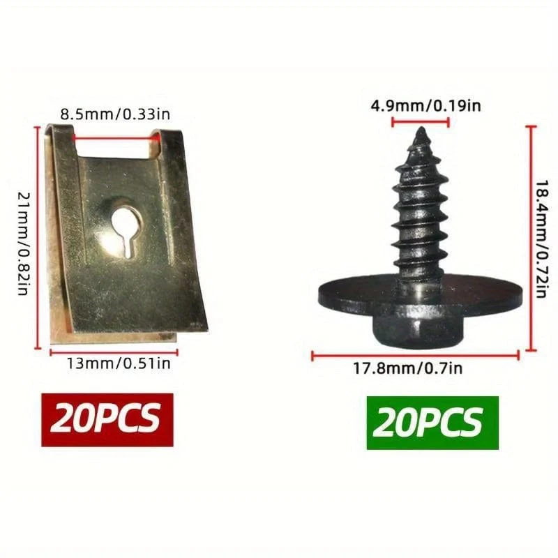 40 teile/paket Chassis Motor Schutz Metall Mutter Schraube Scheiben U-Mutter Clip Motor Schild Stoßstange Schutz Kreuz Schrauben
