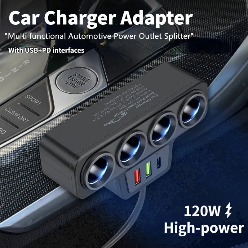 1pc 12V 24V Universal Auto Ladestecker mit ein bis vier QC3.0 + USB + PD Schnellladeschnittstelle