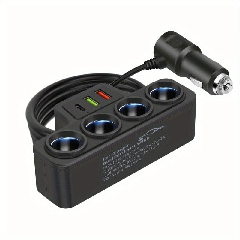 1pc 12V 24V Universal Auto Ladestecker mit ein bis vier QC3.0 + USB + PD Schnellladeschnittstelle