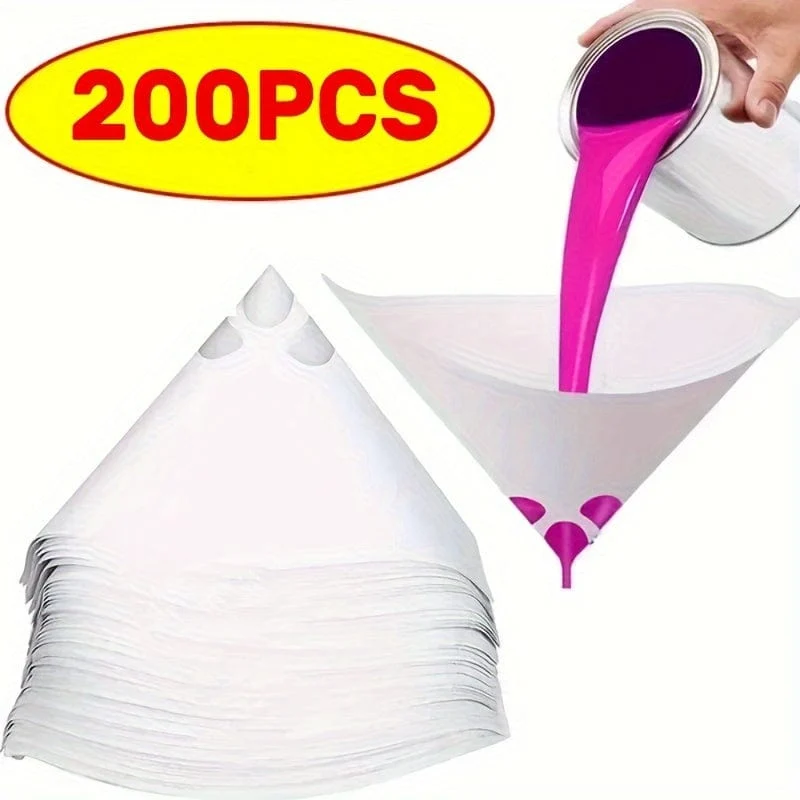 200 Stück Farbfilterpapier, Autolack-Sprühnetz, Papierfilter, Trichter, Sieb, Einweg-Konischer Siebtrichter