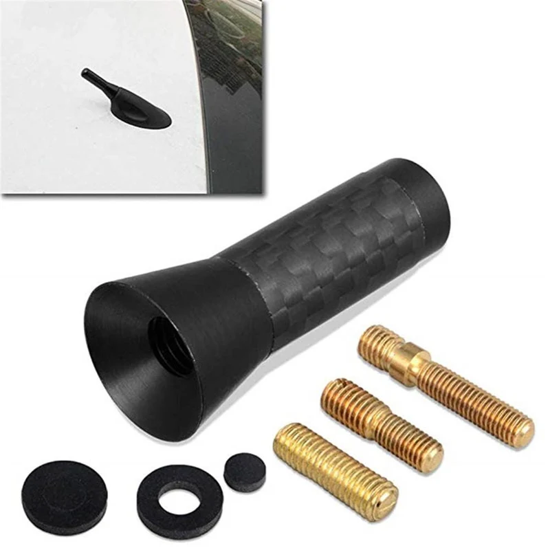 Auto-Dachantenne, 1.4 Zoll/3.5 cm, Kohlefaser-Schraube, Metall, kurzer Stubby-Mast, Autoradio-Antennen-Zubehörteil