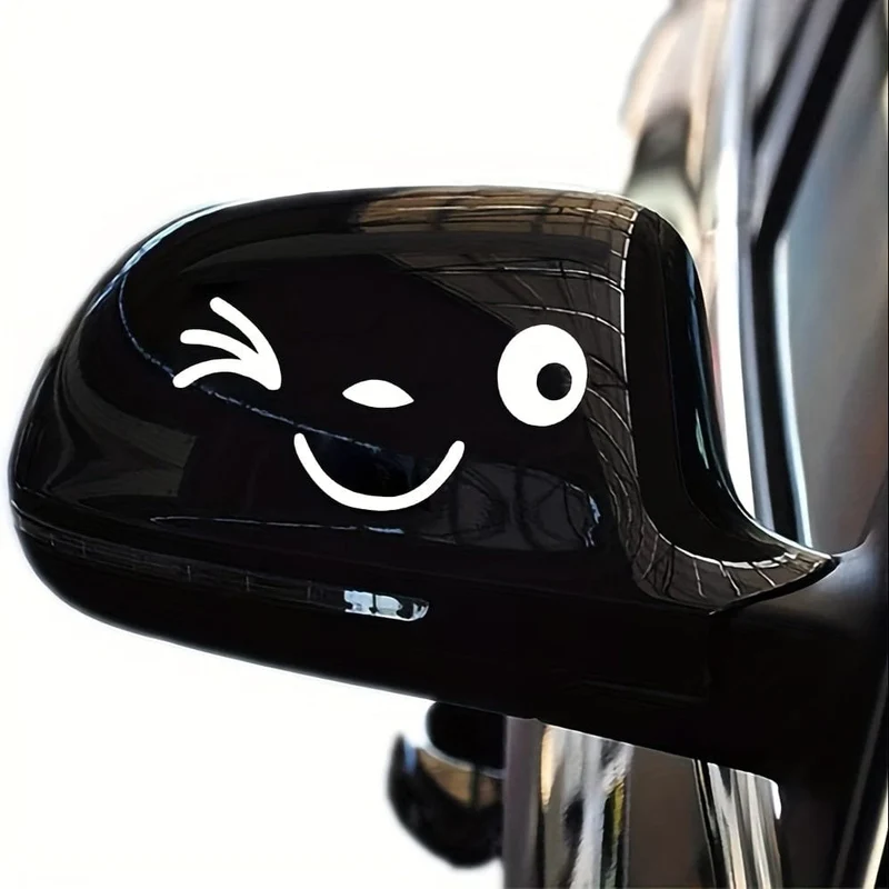 1 Paar süße lächelnde Gesichter 3D-Aufkleber für Auto-Rückspiegel, L+R-Spiegel, Auto-Seiten-Rückspiegel-Aufkleber, lächelnde niedliche Auto-Aufkleber für alle Autos
