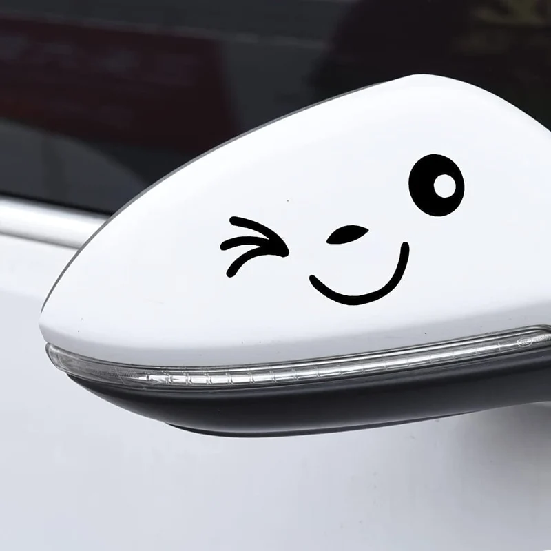 1 Paar süße lächelnde Gesichter 3D-Aufkleber für Auto-Rückspiegel, L+R-Spiegel, Auto-Seiten-Rückspiegel-Aufkleber, lächelnde niedliche Auto-Aufkleber für alle Autos