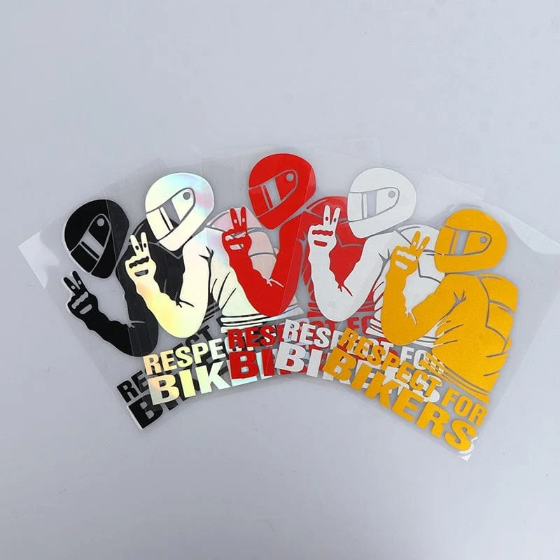 1pc 15x11CM Respekt Für Biker Aufkleber Auto Aufkleber Motorrad Vinyl Aufkleber Auto Dekoration Reflektierende Wasserdichte Aufkleber